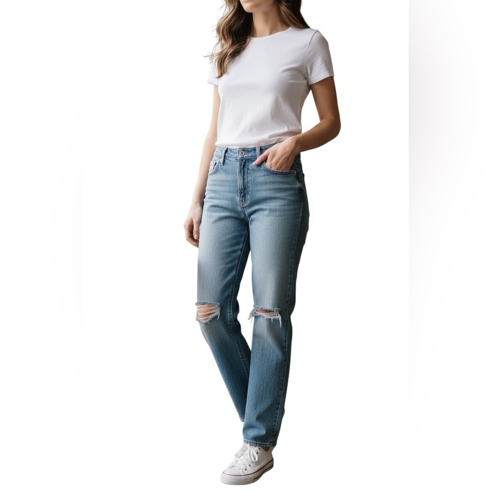ZARA MID-RISE CUT STRAIGHT LEG JEANS Women Size 8 LIKE NEW CONDITION Minimalist
